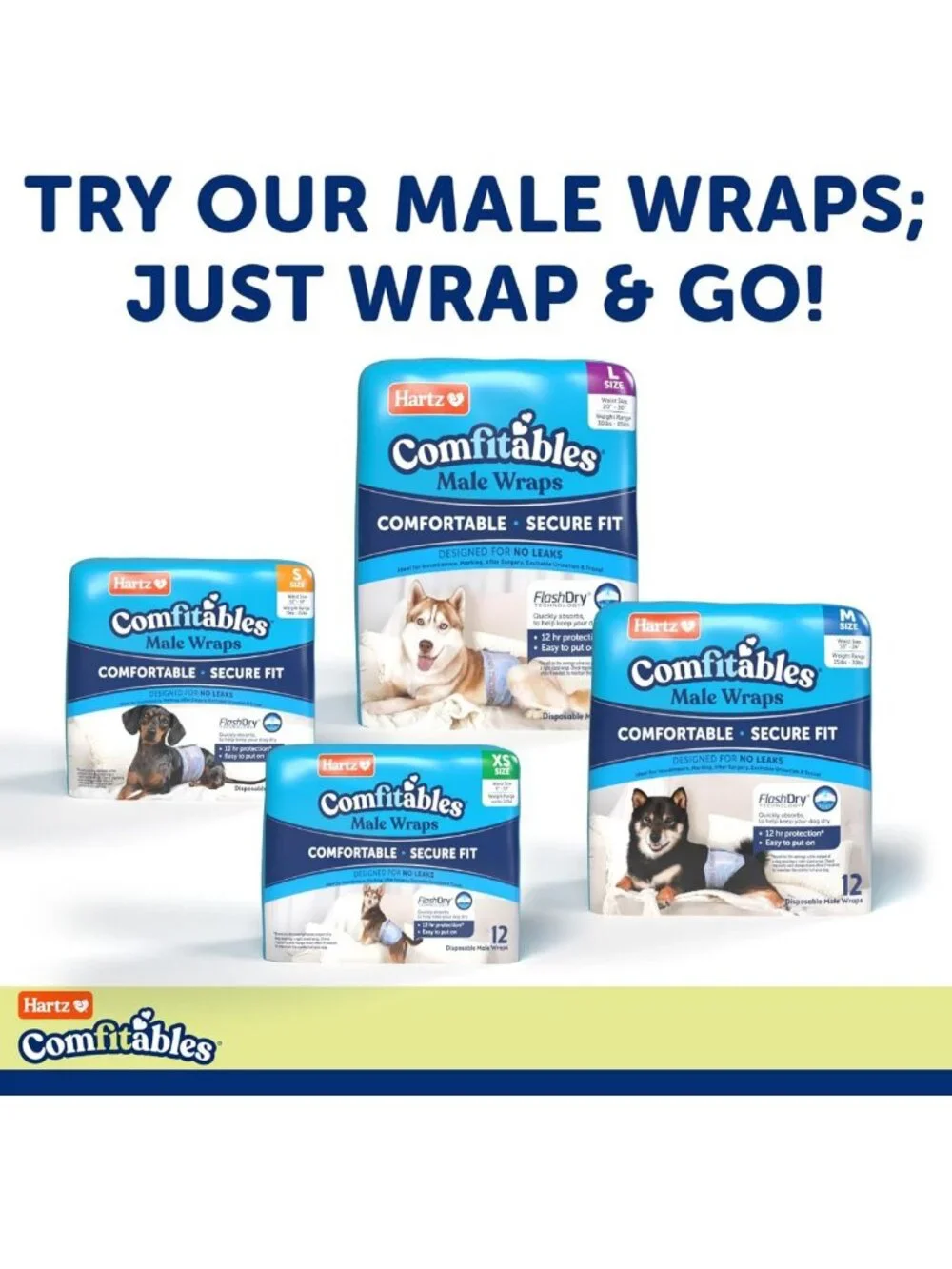 Disposable Dog Diapers Size M, 32 Count - Comfortable, Secure Fit, Easy to Use
